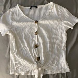button up white tee shirt, from shein , in good condition.